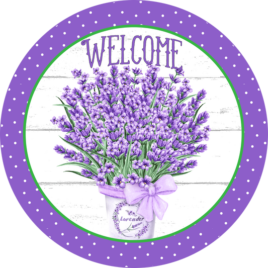 Lavender Welcome Round Sign