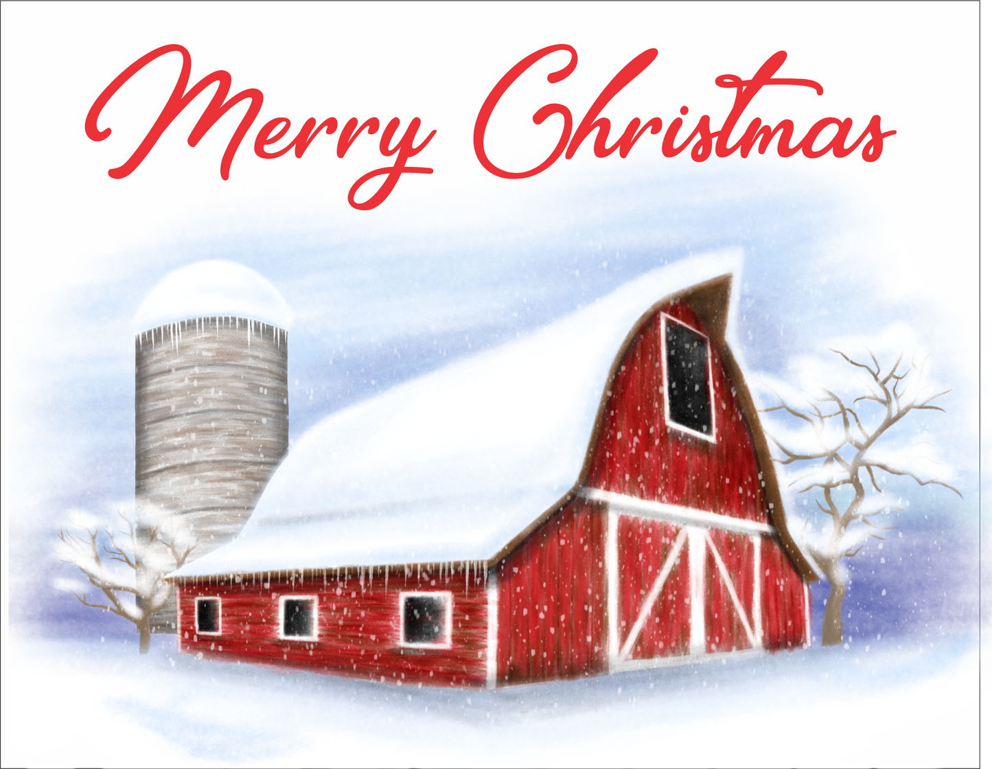 Merry Christmas barn in the Snow Sign