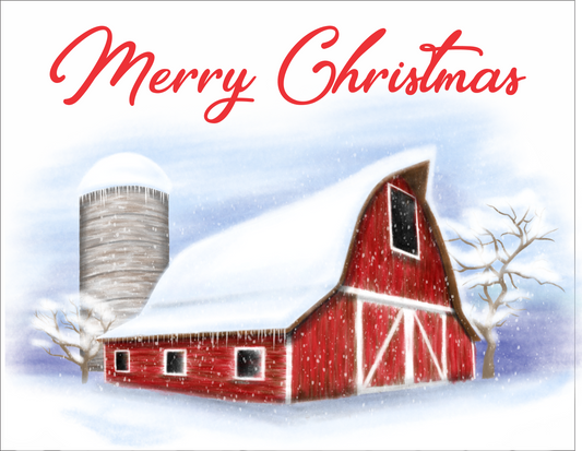 Merry Christmas barn in the Snow Sign