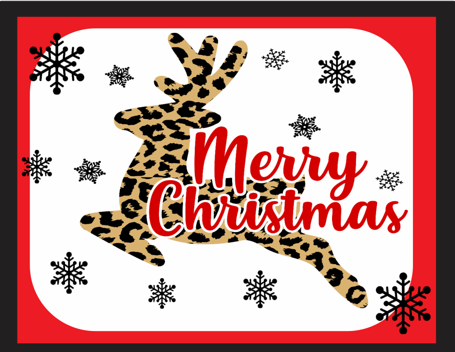 Merry Christmas Leopard print reindeer sign