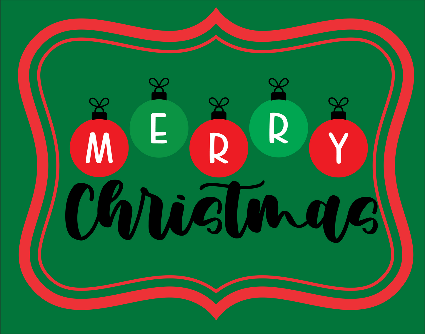 Merry Christmas in red and green Ornaments sign