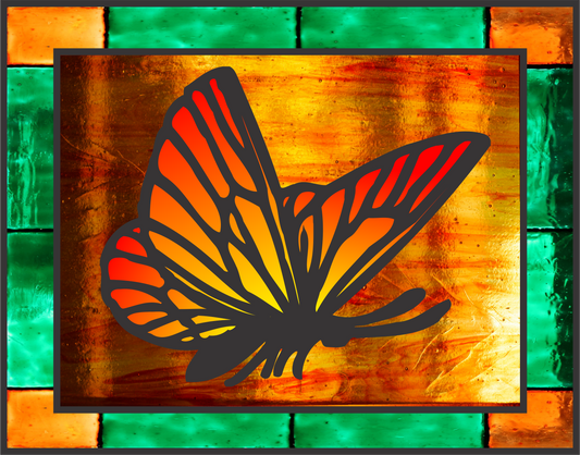 Monarch Butterfly stained glass sign-7x9