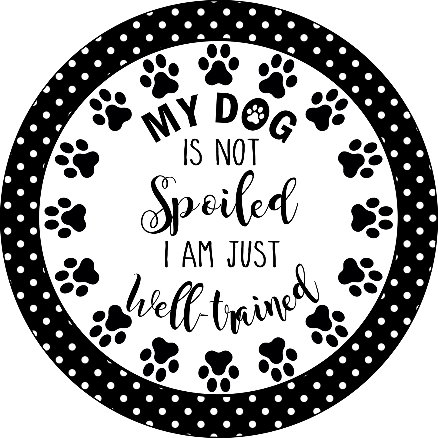 My Dog Is Not Spoiled Round Sign