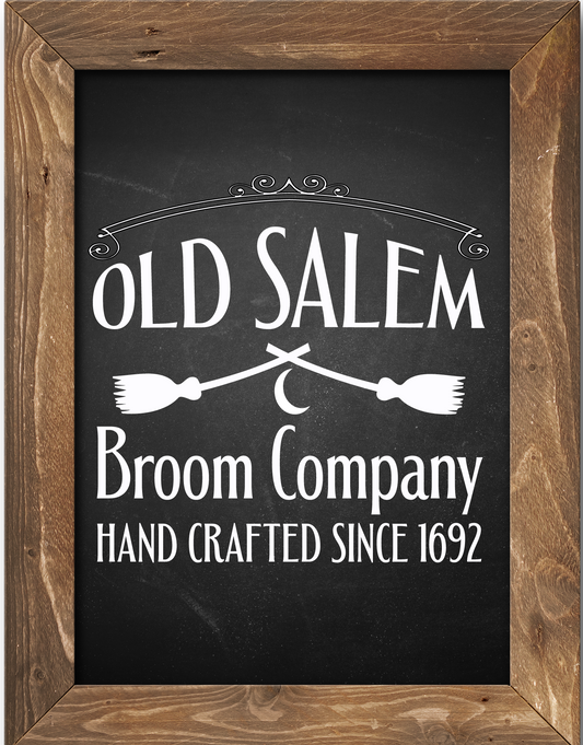 Old Salem Broom Company Wood Frame 7x9 Sign