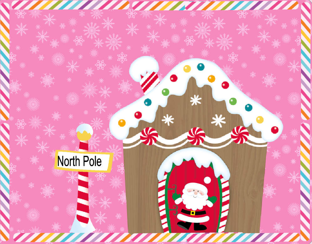 North Pole Candy Gingerbread Sign- Pink Christmas sign