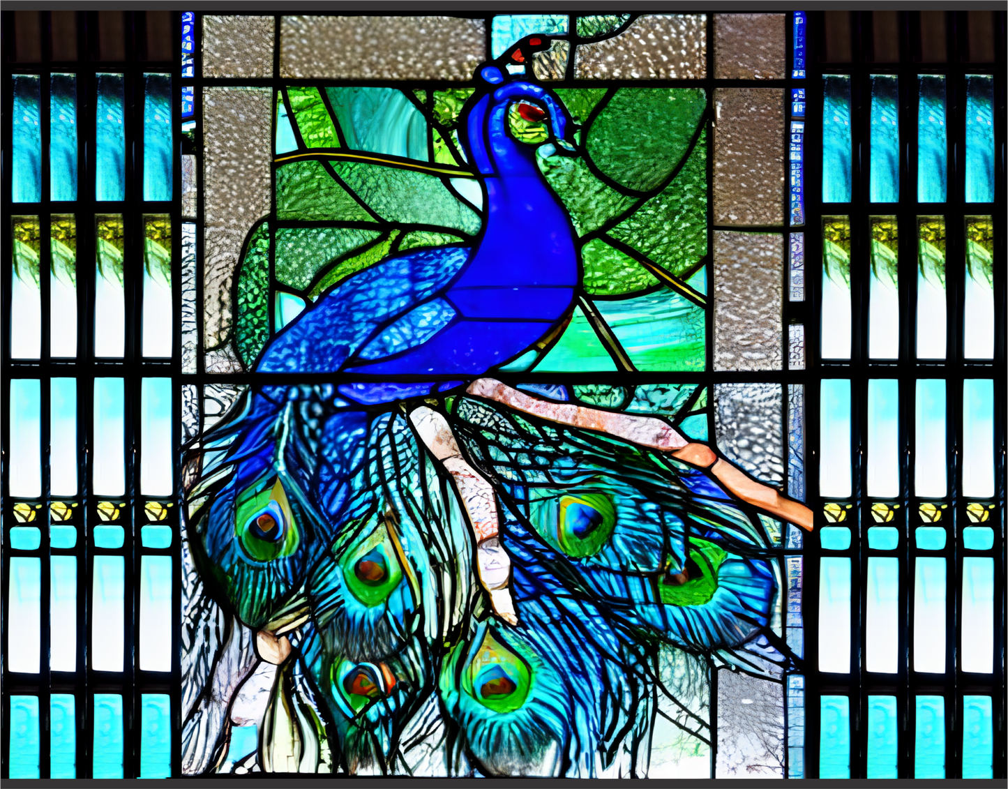 Peacock Stained Glass 7x9