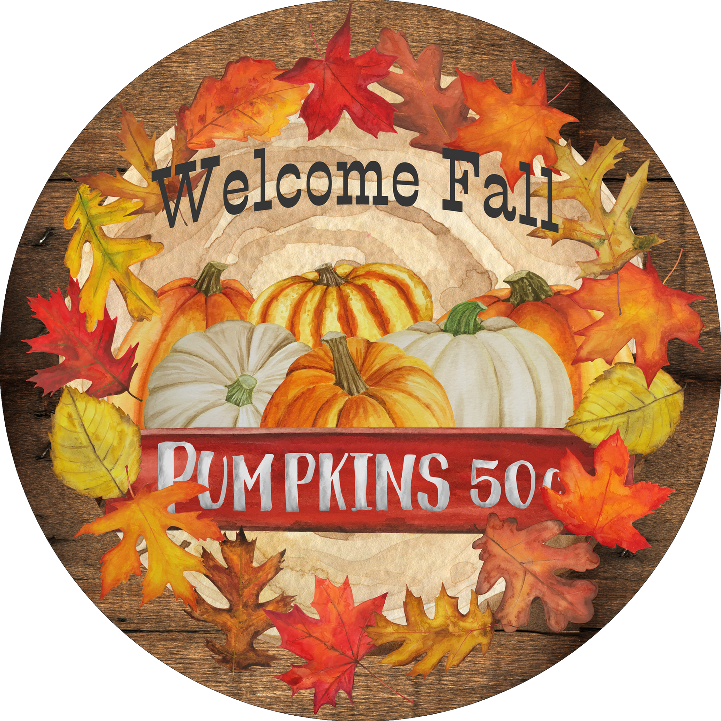 Welcome Fall Pumpkin Round