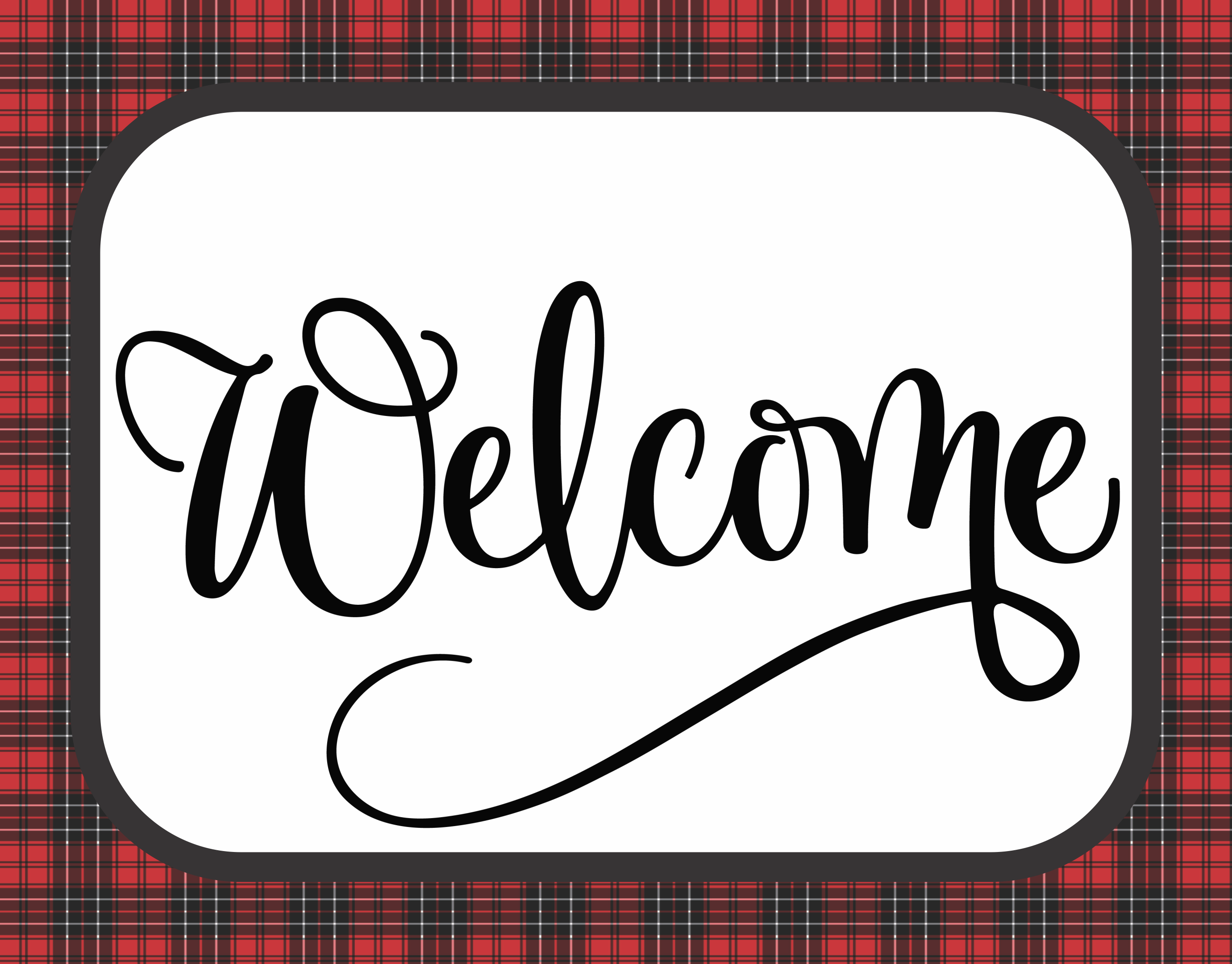 Plaid Signs Black and red plaid Welcome Sign – RCL Signs and More