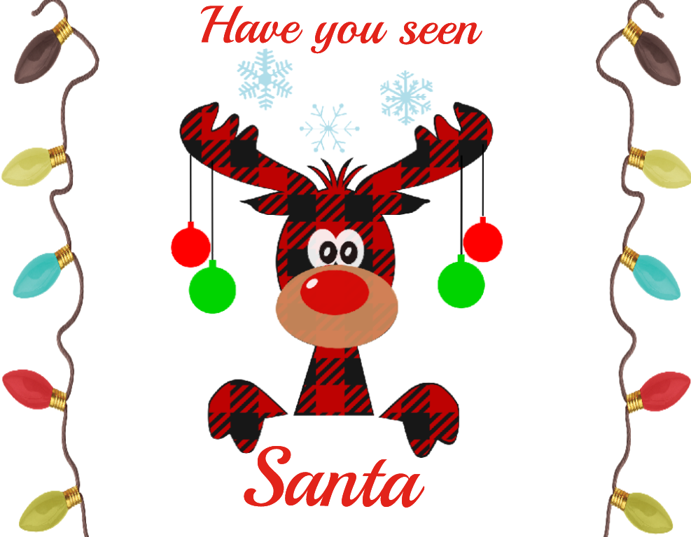 Buffalo Plaid Reindeer Sign, Have you seen Santa sign