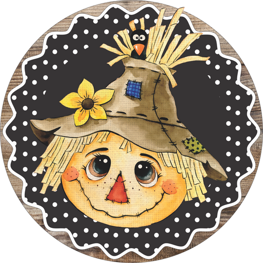 Cute Scarecrow Face Sign Round