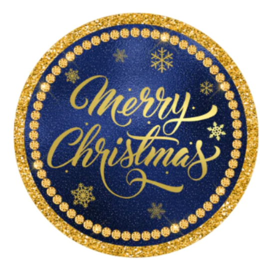 Gold Merry Christmas Round Sign