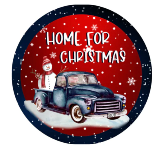 Home To Christmas Round Sign