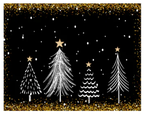 Black and Gold with Christmas Trees 9x7 Sign