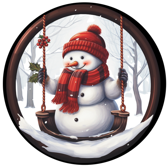 Snowman on a swing Round