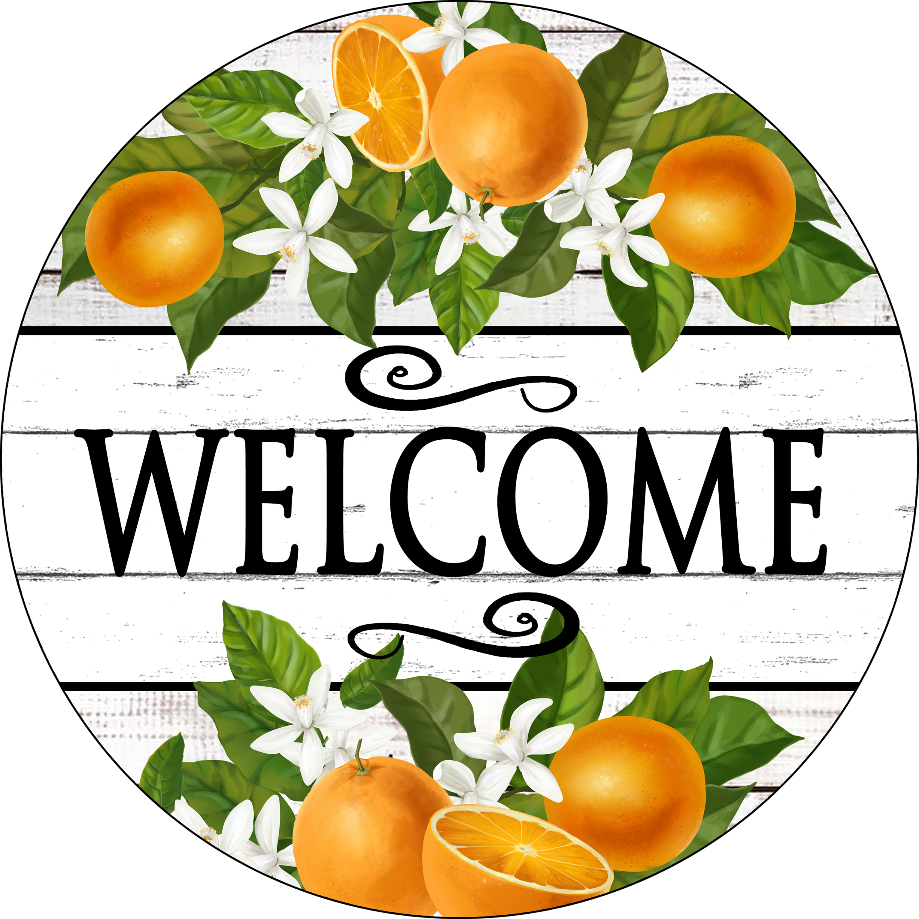 2705 Sign Sweet Oranges Welcome Wreath Sign Round – RCL Signs and More