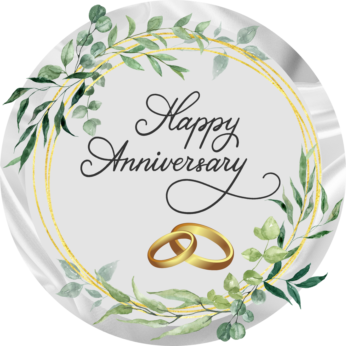 Happy Anniversary with Rings Round- Silver and Gold