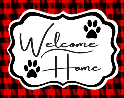 Welcome Home Red and Black Plaid Paw Prints