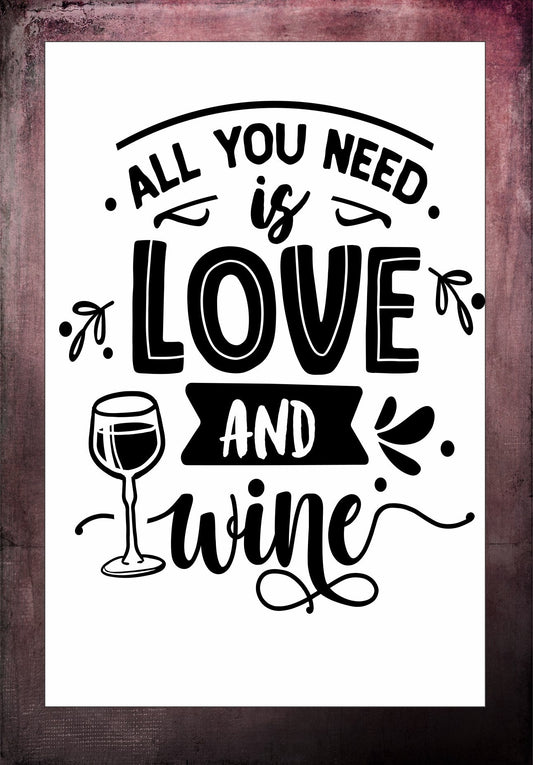 All You Need Is Love And Wine Tier Tray Sign 4 x 6