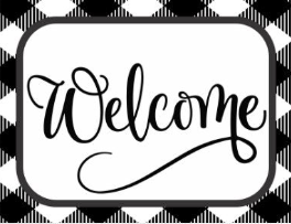 Black and White plaid Welcome Sign