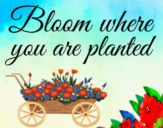 Bloom where you are planted sign