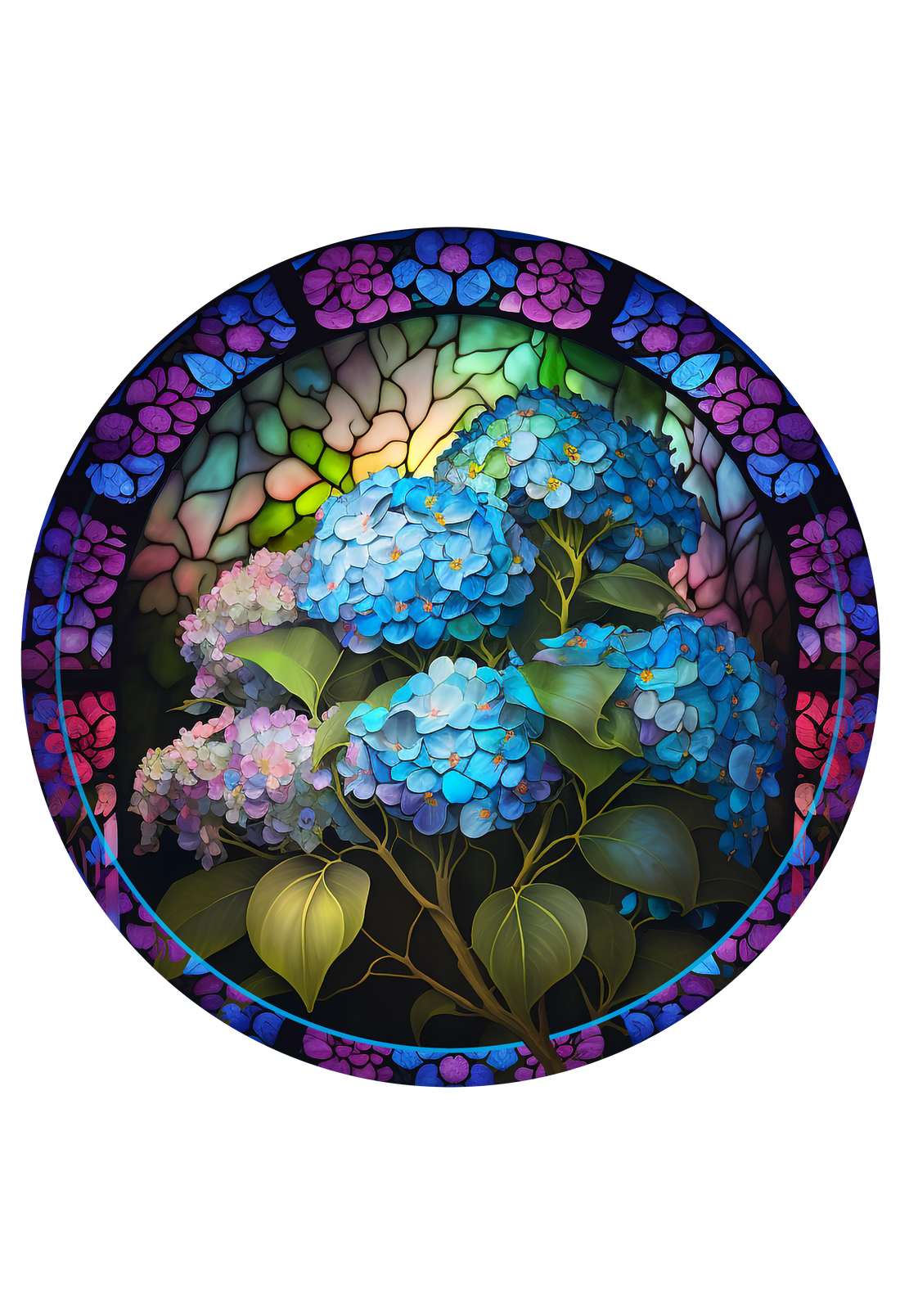 Hydrangea Stained Glass Round – RCL Signs and More