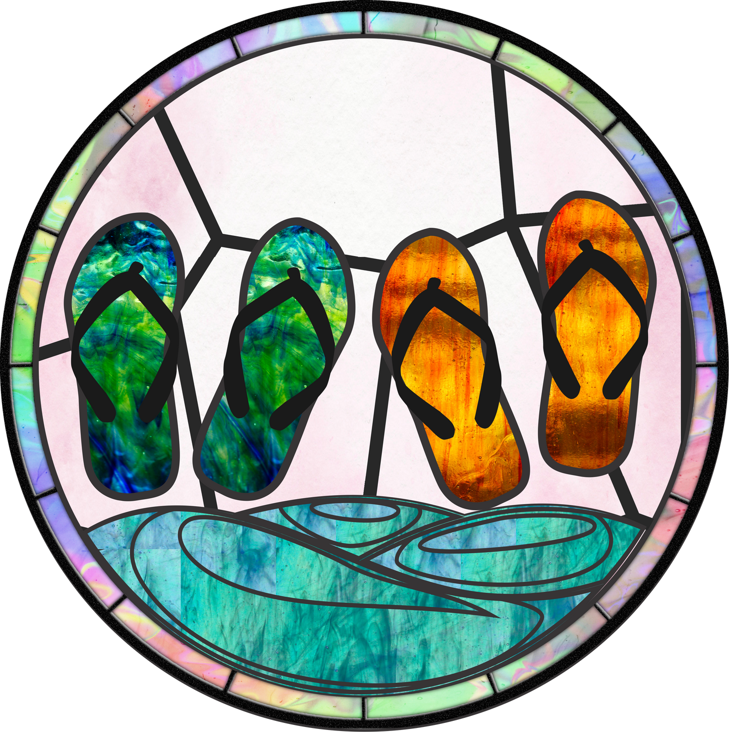 Flip Flop stained glass Round