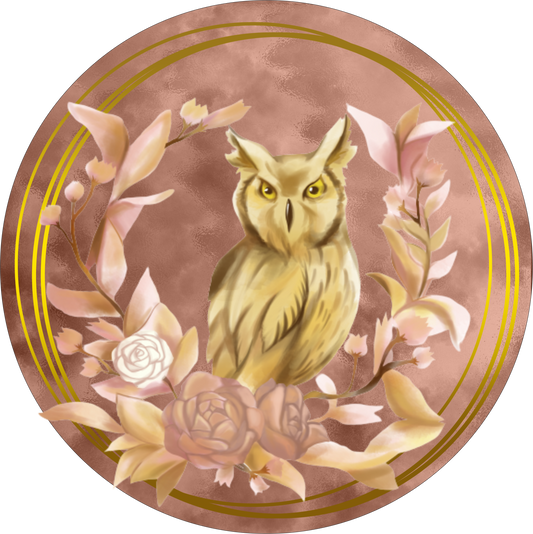 Gold Owl Round Sign