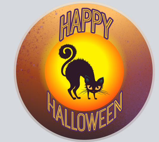 Happy Halloween sign- Cat Moon