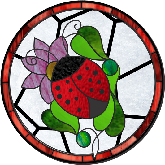 Ladybug stained glass Look Wreath Sign Round
