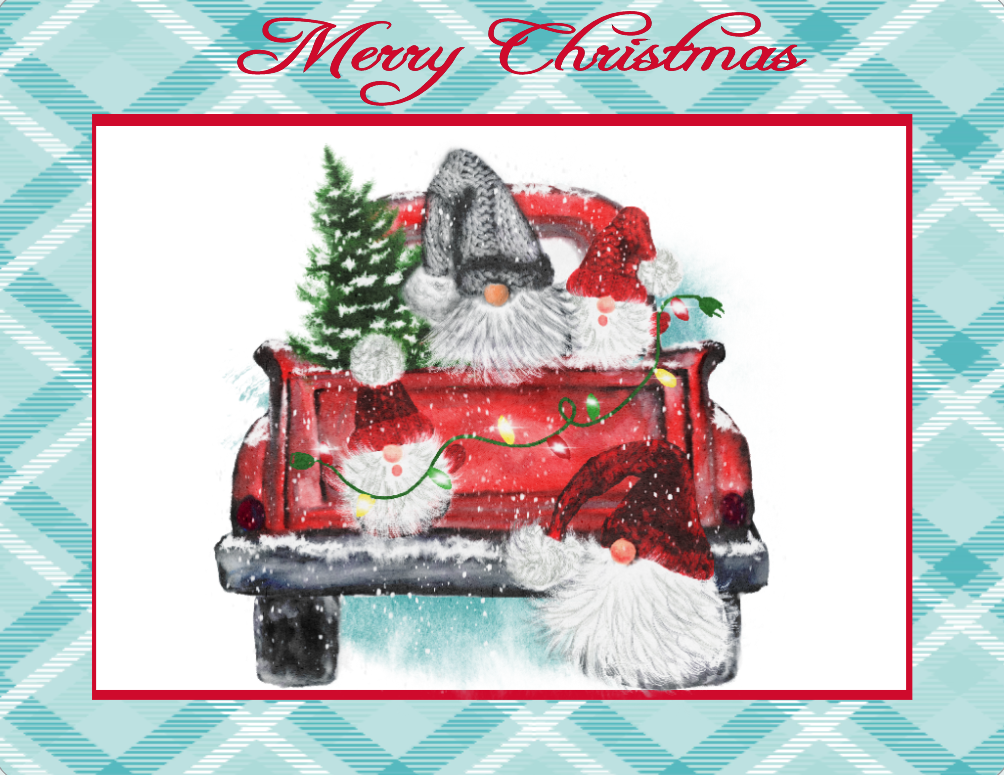 Merry Christmas Turquoise and Red Truck sign