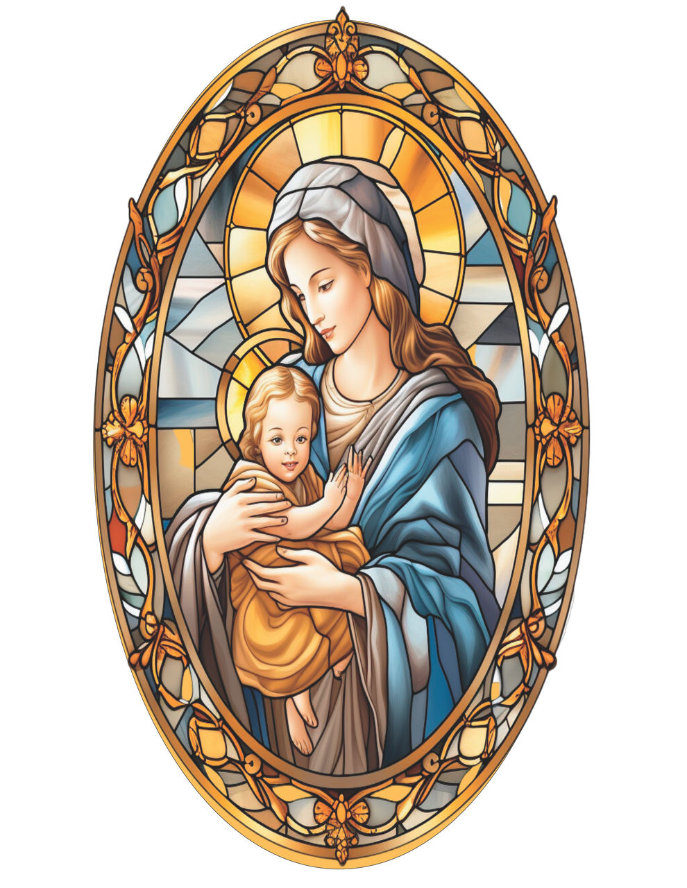 Mother and Child Faux Stained Glass Oval Sign RCL Signs and More