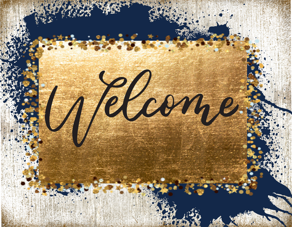 Navy, Gold and White Welcome sign 7x9 – RCL Signs and More