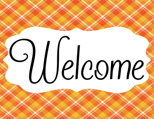 Orange and Yellow Plaid welcome sign