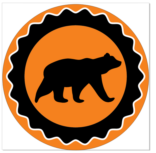 Orange Black Bear Round Sign