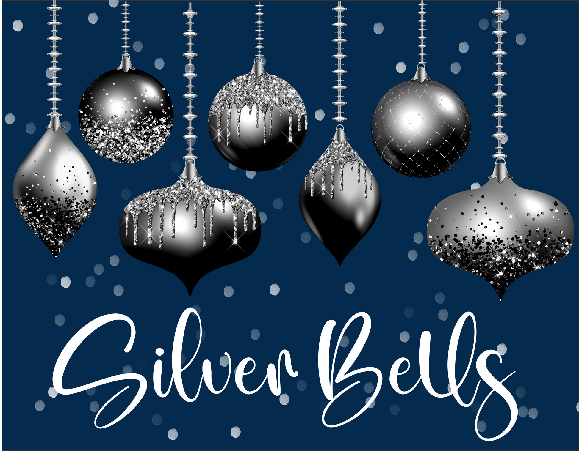 Silver Bells Clip Art, Isolated chrome christmas bell decor and symbols.