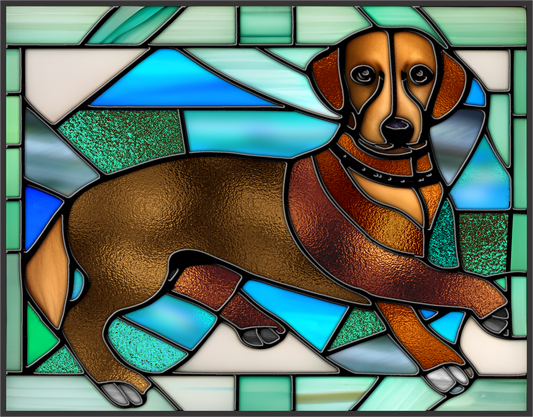 Dachshund Stained Glass Sign 9x7