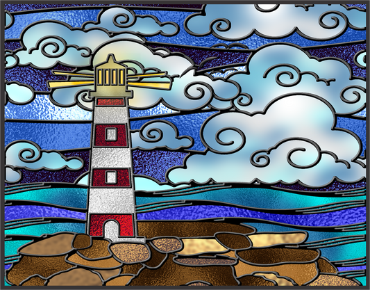 Lighthouse  Stained Glass Sign 9x7