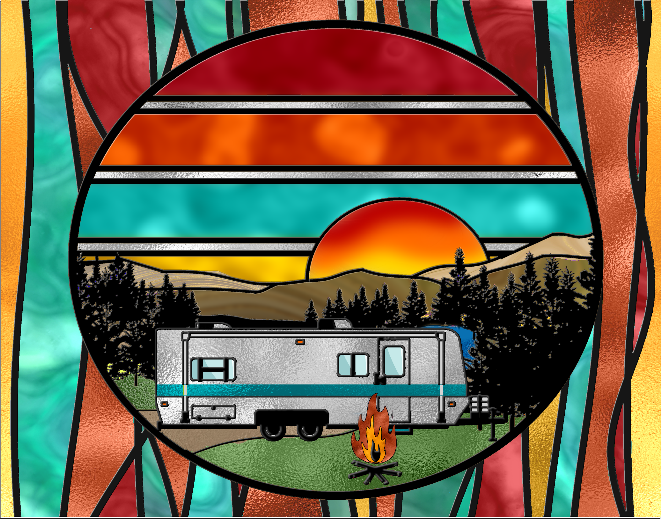 Camper RV Stained Glass Look Sign 9x7 – RCL Signs and More