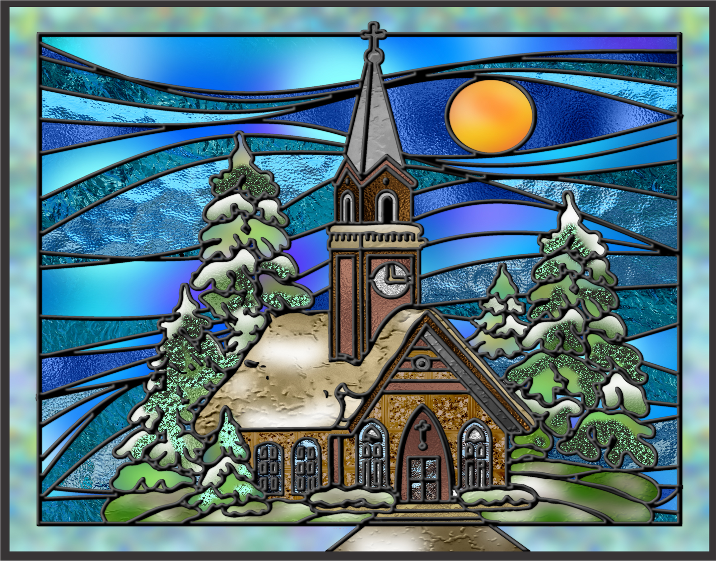Church Stained Glass Sign 9x7