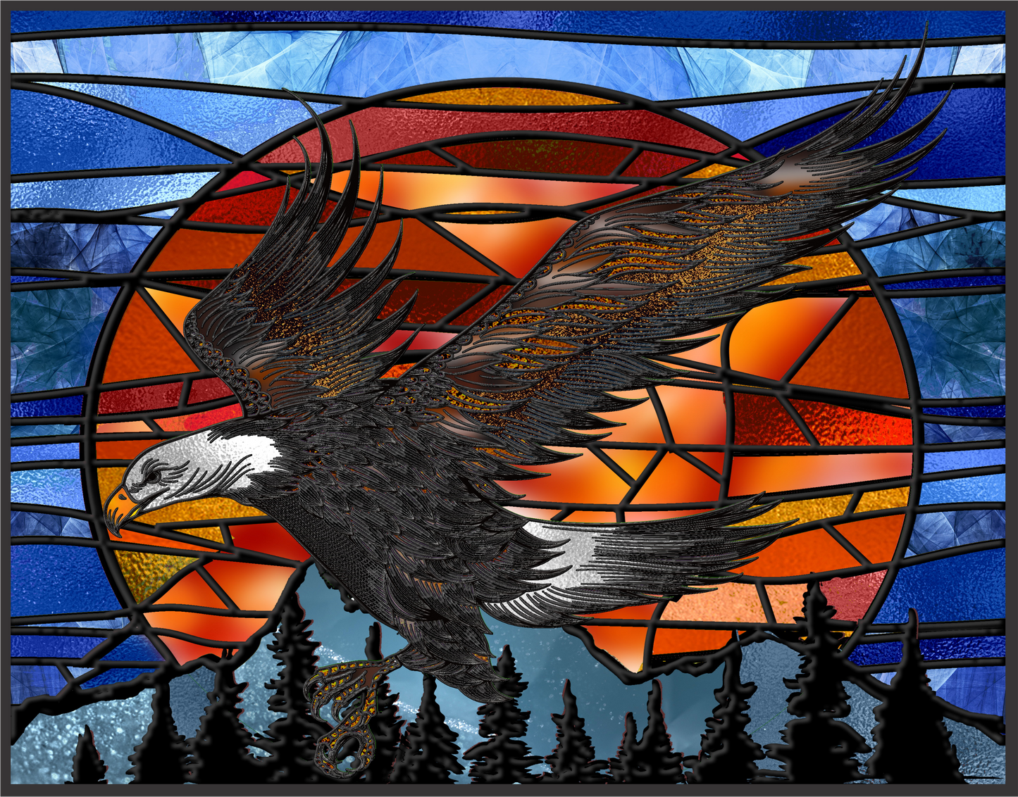 Flying Eagle Stained Glass Sign 9x7