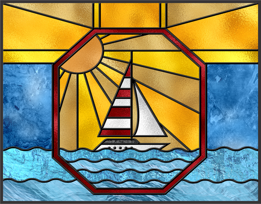 Sailboat Stained Glass Sign 9x7