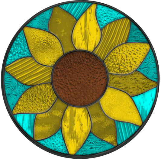 Sunflower stained glass Look Wreath Sign Round