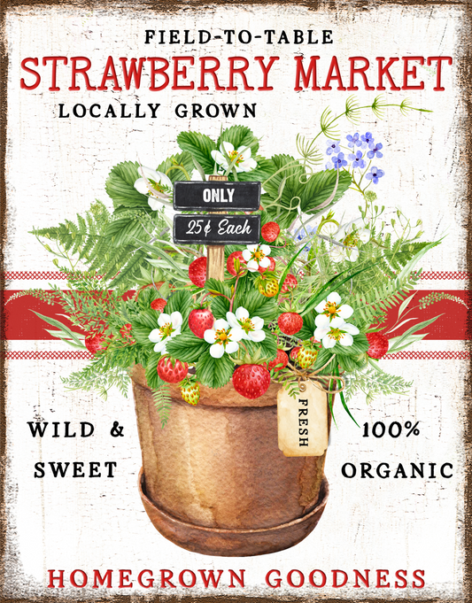 Strawberry Market Field to Table Sign