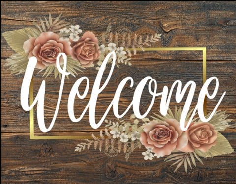 Welcome Wood Flower Sign